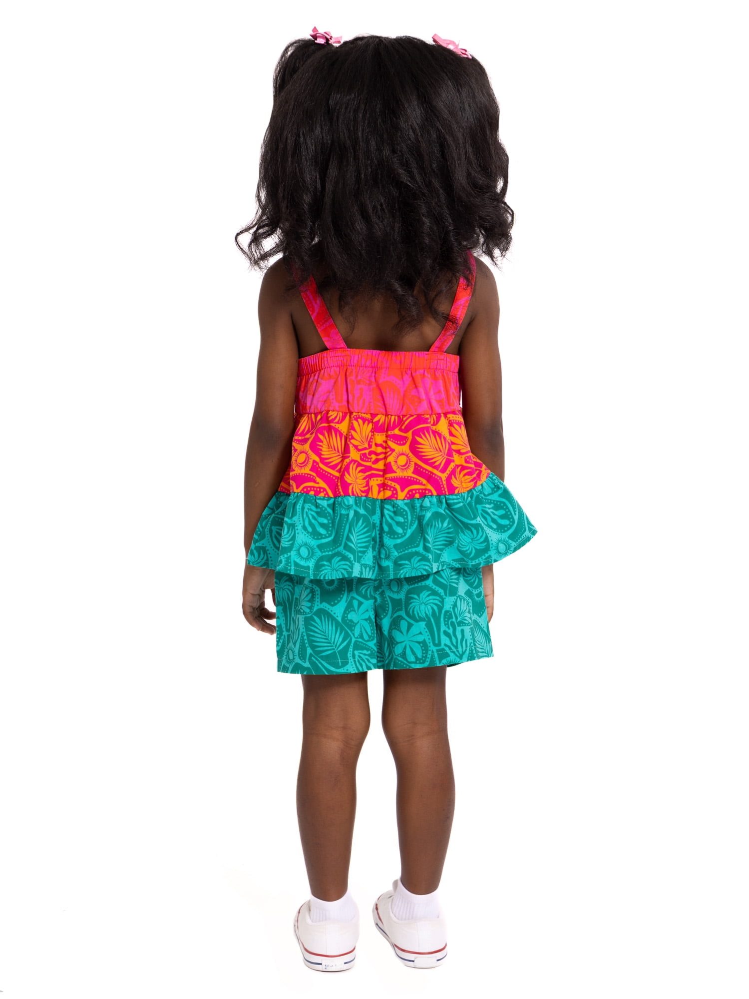 Wonder Nation Toddler Girls' Tiered Tank Top and Shorts Set, 2-Piece, Sizes 12M-5T