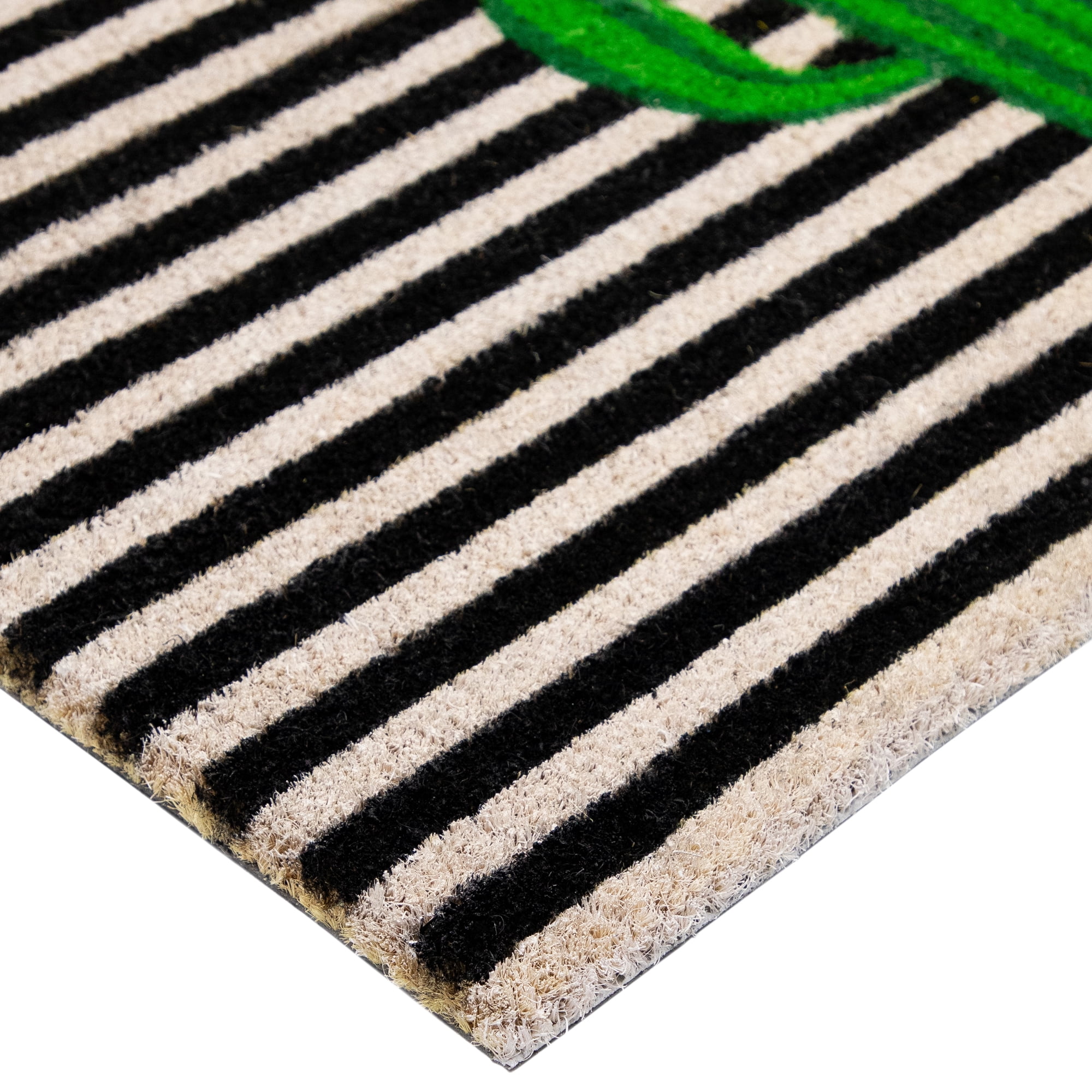 Northlight Green Cactus Striped Natural Coir Outdoor Doormat 18" x 30"