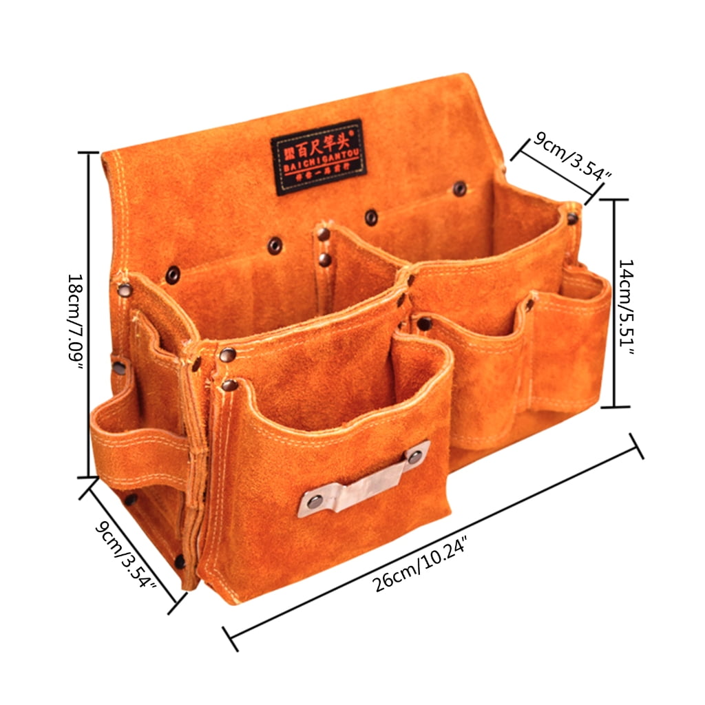 MOMOJIA Cow Leather Storage Bag for Woodworkers Hardware Tool Wear-resistant Waist Bag