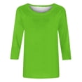 thumbnail image 5 of 3/4 Length Sleeve Womens Tops Fashion Solid Shirts Trendy Casual Crew Neck Blouses Summer Ladies Loose Comfy Tees Ladies Going Out Tops, 5 of 5
