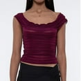thumbnail image 2 of Womens Y2K Ruched Square Neck Crop Top Wide Straps Sleeveless Cami Vintage Inspired Layered Tiered Design for Summer 2025 Casual Outfits, 2 of 6