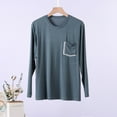 thumbnail image 2 of Mens Pajama Tops Long Sleeve Men's Pajamas Long Sleeve Thin with Pockets Casual Loungewear Pajama Shirts Green 4XL, 2 of 3