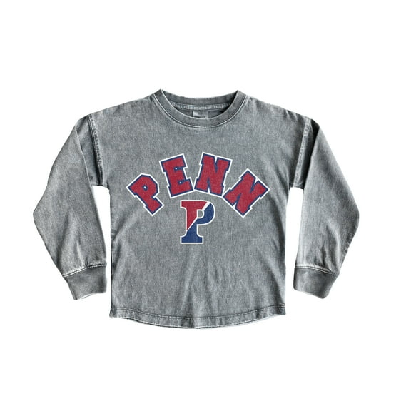Girls Youth Gameday Couture Gray Pennsylvania Quakers Faded Wash Pullover Top