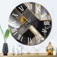 thumbnail image 1 of Designart "Marbre Agate Granit avec Accents Dorés III" Horloge Murale Géométrique Moderne Surdimensionnée, 1 of 6