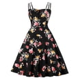 thumbnail image 1 of HKEJIAOI Robes Décontractées en Liquidation Robe Florale pour Femmes Mode Vacances Aguichant Imprimé Floral Sans Manches Robe Ajustée Jaune, 1 of 4