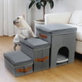 thumbnail image 3 of Foldable Pet Staircase with Nest: 3-Tier Light Gray Dog Climbing Steps, Portable & Space-Saving Design for Indoor/Outdoor Use, Sturdy Material Ensures Safety & Durability, Easy to Install & Store,, 3 of 5