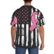 thumbnail image 3 of Balery Ribbon Breast Cancer Awareness Camisa Casual de Manga Corta con Botones para Hombre, Texturizada, Estilo Cubano, para Playa, Verano-Small, 3 of 5