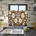 thumbnail image 4 of Yayeee Kitchen Curtains Tier Pair Light Filtering 27"x24" Rod Pocket Short Cafe Window Panel, Brown Floral, 4 of 7