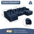 thumbnail image 3 of Wiilayok 130" U Shaped Sectional Sofa Set with Deep Seat Chaise, Modular Cloud Corduroy Sofa Couch for Living Room,4 Seat,Blue, 3 of 7