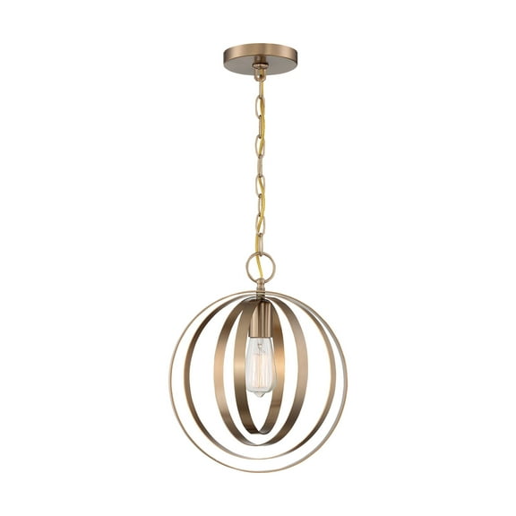 60/7056-Nuvo Lighting-Pendleton-1 Light Pendant in Glam Style-12 Inches Wide by 14.5 Inches High-Burnished Brass Finish    -Traditional Installation