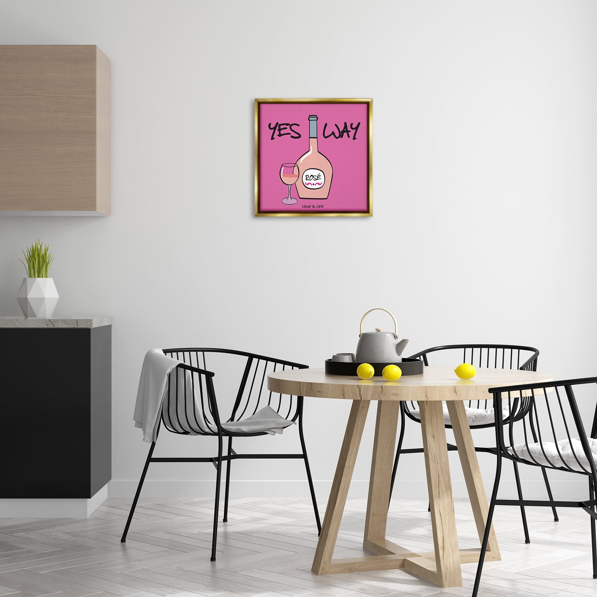 Stupell Industries Yes Way Rose Food & Beverage Painting Gold Floater Framed Canvas Art Print Wall Art, 18 x 18