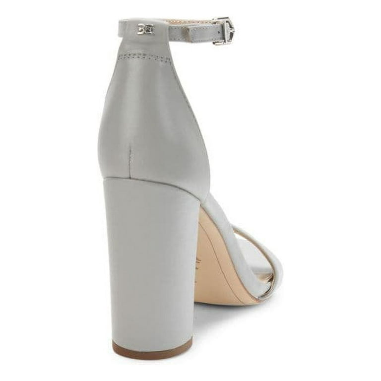 Sam Edelman Yaro Pebble Grey Block Heel Ankle Strap Open Toe Heeled Sandals Pebble Grey 9