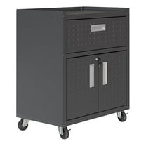 Fortress Textured Metal 31.5" Garage Mobile Cabinet with 1 Full Extension Drawer and 2 Adjustable Shelves y