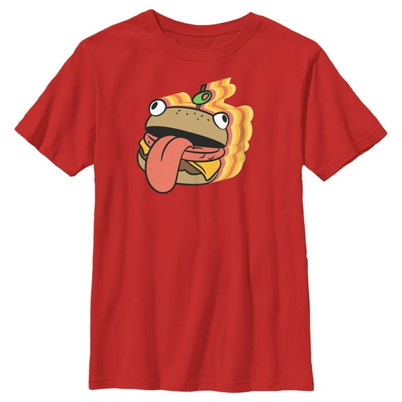 Boy's Fortnite Durr Burger Sticker Graphic Tee Red Large