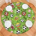 thumbnail image 2 of Green Soccer Comic Pattern Round Fitted Tablecloth with Elastic Edge,Dining Table Cover Waterproof,Outdoor Round Tablecloth for Camping,Dining,Indoor and Outdoor, 2 of 7