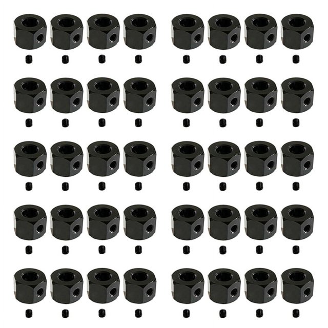 Adaptador Hexagonal de Cubo de Rueda Combinador de Metal de 40 Piezas de 5 mm Una 12 mm para D12 C14 C24 B14 B16 MN D90 D91 RC Coche Piezas de Actualización, Negro