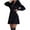 Black, variant on Lilgiuy Discount Women's Lace-up Pleated Dress Long Sleeve Mini T Shirt Dress Lapel Collar Button Flared Short Dresses Elegant Solid Dress White