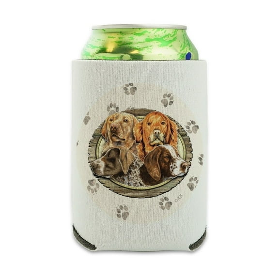 Hunting Dogs Oval Can Cooler - Drink Sleeve Hugger Collapsible Insulator - Beverage Insulated Holder