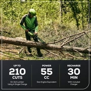Greenworks 82V 18 (2.7kW Brushless) Prosumer Cordless Chainsaw, 4.0Ah Battery and 8A Dual Port Rapid Charger