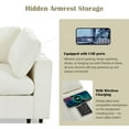 thumbnail image 4 of 133.5" Modular Sectional Sofa with Built-in Bluetooth Speaker, U-Shaped 4 Seater Sectional Couch with USB Charge Ports, Wireless Charging, Deep Seat Chenille Cloud Couches for Living Room, Beige, 4 of 9