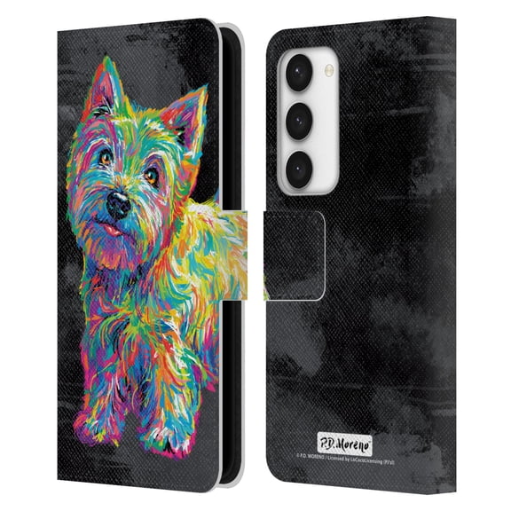 Head Case Designs Officially Licensed P.D. Moreno Animals II Marvin The Westie Dog Leather Book Wallet Case Cover Compatible with Samsung Galaxy S23 5G