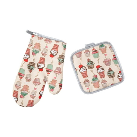 

Hloma 1 Set Heat Insulation Anti-scalding Glove Comfortable Wearing Cotton Practical More Thicken Oven Glove for Home