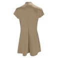 thumbnail image 5 of Vestido informal corto de manga corta liso y sexy de corte ajustado y cintura alta para mujer - Poliéster ligero, bolsillos, varias tallas, 5 of 5