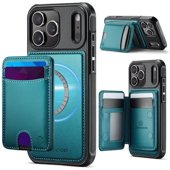 For iPhone 17 Pro Max Phone Case,2-in-1 Magnetic Detachable Back Flip Card Holder,Anti-Scratch PU Leather Back Design,Fit For Mag-Safe,Kickstand,Shockproof Non-Slim Durable Phone Case,Blue
