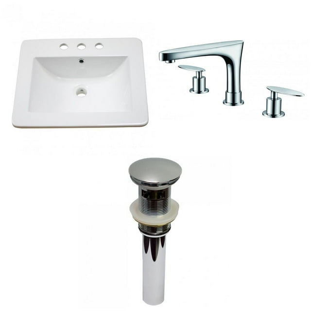 American Imaginations 21-in. W 3H8-in. Ceramic Top Set In White Color - Overflow Drain Incl. AI-29760