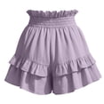thumbnail image 6 of Zynoxe Skorts for Women Comfort Elastic Waist Womens Solid Color Skorts Trendy Versatile Tiered Ruffled Hem Mini Skirt Shorts Lightweight Breathable Cotton Linen Summer Skorts S, 6 of 7