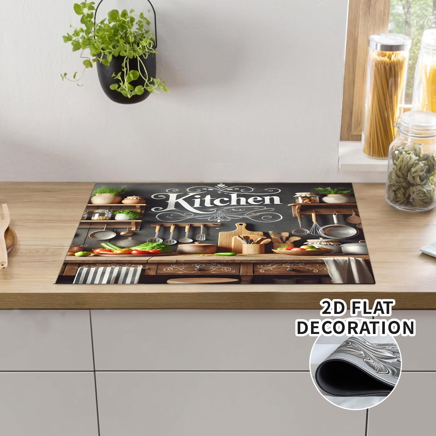 Kitchen Stove Top Cover, Multi-Design Stove Top Cover for Glass/Electric Stoves - 3-in-1 Heat-Resistant Protector Mat, Non-Slip Drying Rack 28"x20" Keep Stove Clean Mat