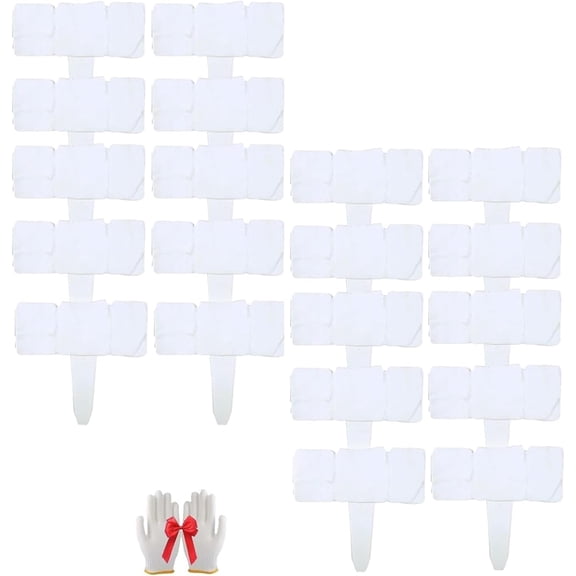 Stone-Look Plastic Garden Fence with Stakes, 9.4x9.8 in