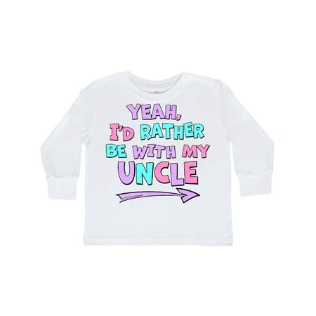 

Inktastic Yeah I d Rather be with My Uncle in Pink Blue and Purple Gift Toddler Boy or Toddler Girl Long Sleeve T-Shirt