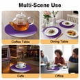 thumbnail image 2 of Purple Waves Round 15 Inch Placemats Set of 2, Ombre Abstract Art Gradient Modern HeatResistant Non Slip Place Mats for Dining Table, Wipeable Braided Kitchen Table Mats for Housewarming, 2 of 9