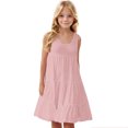 thumbnail image 4 of ZACPNCV Girls Summer Casual Loose Tank Swing Midi Cute Shift Dress Pink 11-12 Years, 4 of 9