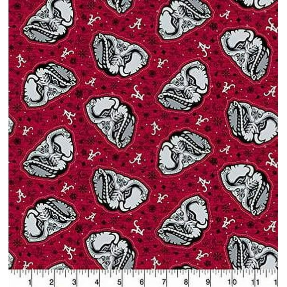University of Alabama Sugar Skull Cotton Fabric-Sold by the Yard