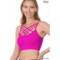 thumbnail image 3 of TheLovely Women & Plus Comfort Seamless Crisscross Front Strappy Bralette Sports Bra Top with Removable Pads, 3 of 4