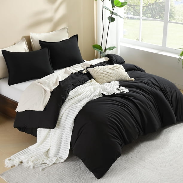 Juego de edredón Litanika Black King Size con 2 fundas de almohada