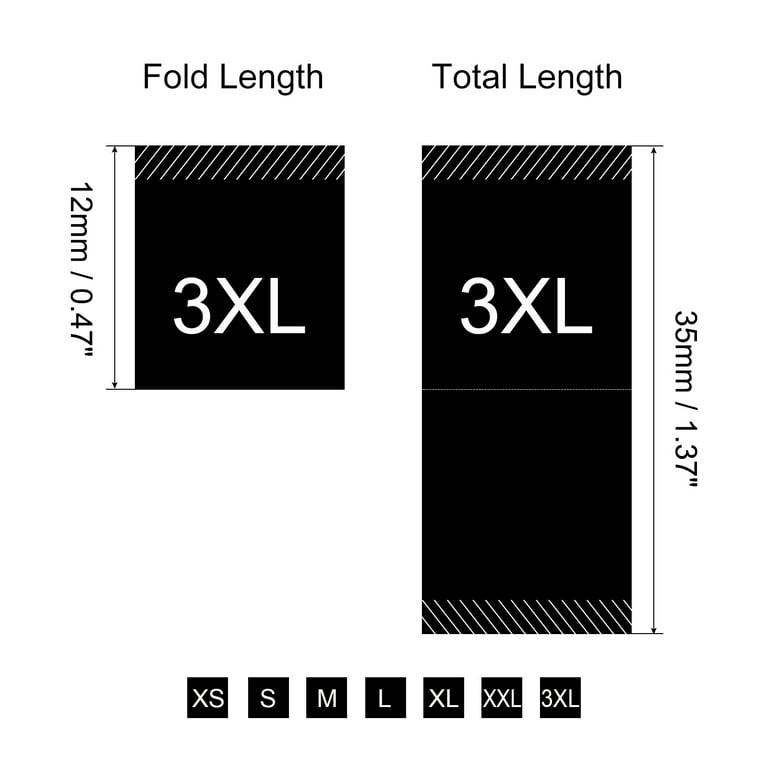 Clothing Sewing Size Label, XS/S/M/L/XL/XXL/3XL Embroidered Label
