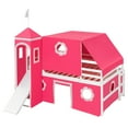thumbnail image 6 of Aukfa Full Size Loft Bed with Slide - Princess Castle Bed with Tent and Tower for Kids Girls - Pink, 6 of 8