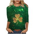 thumbnail image 2 of St. Patrick's Day Tshirt, Womens 3/4 Sleeve Tops, Round Neck Blouses Fashion Women's Tees Casual Crewneck 3/4 Sleeves Loose T Shirt Ladies Tops Blouses Shirts, 2 of 5