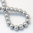 thumbnail image 4 of Baking Painted Pearlized Glass Pearl Round Bead Strands Dark Gray 8~9mm Hole: 1mm about 105pcs/strand 31.4 inch, 4 of 4