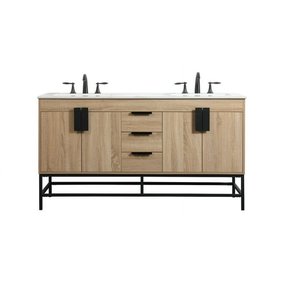 Elegant Lighting Vf48860d Eugene 60" Free Standing Double Basin Vanity Set - Mango Wood