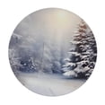 thumbnail image 4 of WYYP Snow Flakes Trees Winter Round Tablecloth 100% Polyester Fiber Outdoor Fitted White, 4 of 8