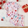 thumbnail image 4 of Jamsmile Toddler Girls Sets Sleepwear Short Sleeve Birthday Cartoon Prints Tshirts Tops + Shorts Children Girls Nightwear Suits, 4 of 8