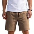 thumbnail image 5 of Lmnyox Mens Casual Shorts Loose Plain Elastic Waist Cotton Linen Shorts Vintage Summer Beach Shorts with Pocket, 5 of 6