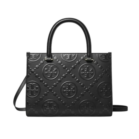 Bolsa Tory Burch Embossed Square Tote Black