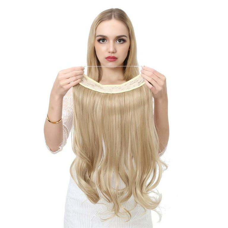 Synthetic No Clip Curly Hair Fluffy Hair Bun False Hairpiece Fake Hair Piece Wave Halo Hair Toupee 16 INCHES LIGHT SANDY BLONDE Synthetic No Clip Curly Hair Fluffy Hair Bun False Hairpiece Fake Hair Piece Wave Halo Hair Toupee 16 INCHES LIGHT SANDY BLONDE