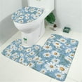 thumbnail image 2 of Lightblue Daisy Flower Green Leaves Pattern Bathroom Rugs Sets 3 Piece,Toilet Cover Set,Absorbent Non Slip Bathroom Mats Sets with U-Shaped Contour Rug Toilet Rug Set, 2 of 5