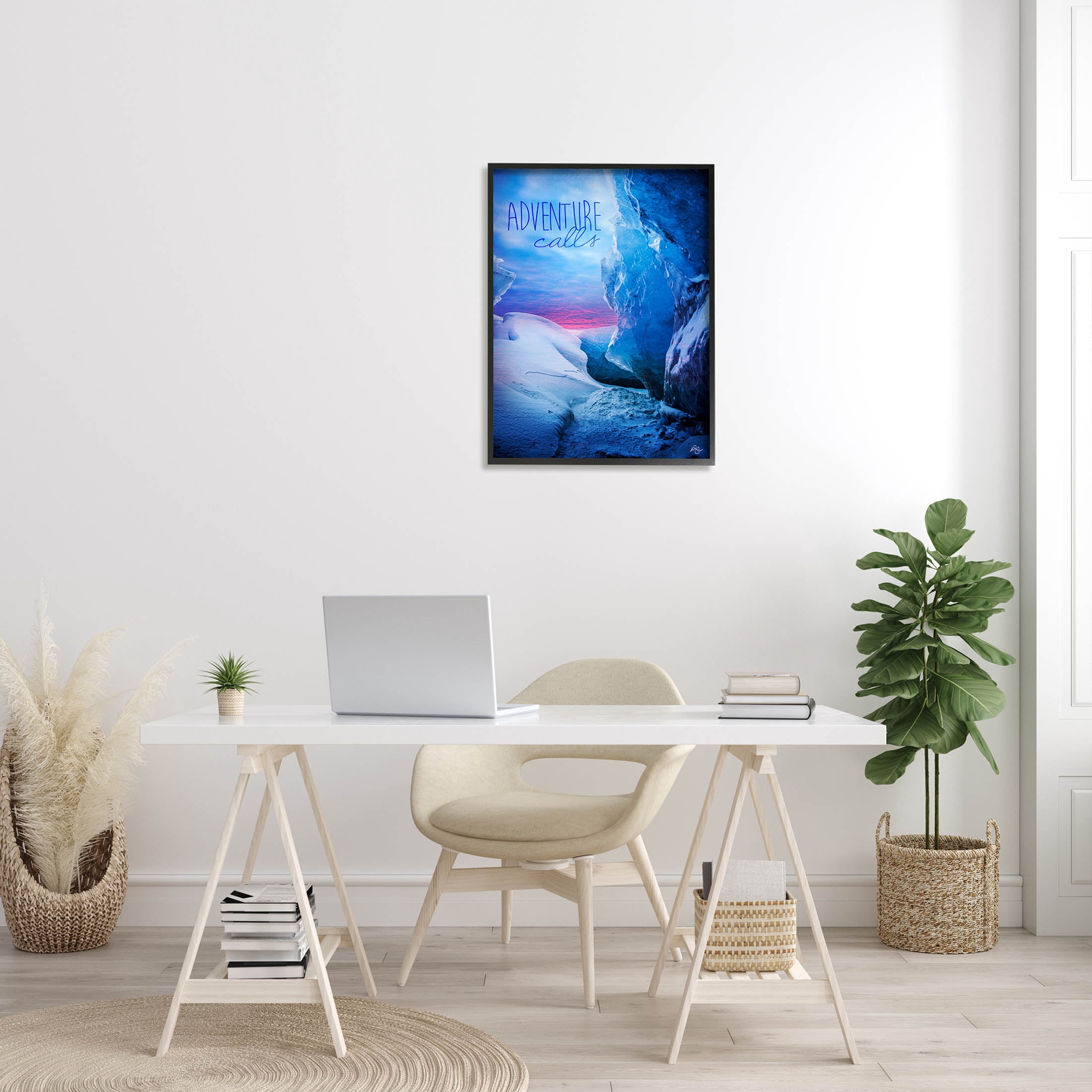 Stupell Industries Adventure Calls Snowy Glacier Graphic Art Black Framed Art Print Wall Art, Design by K. Kaufman